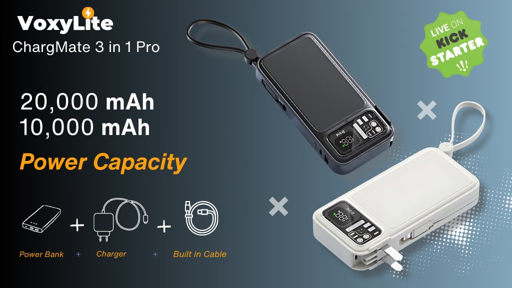 ChargeMate 3-in-1: Power Bank Charger With AC Plug & Cables⚡