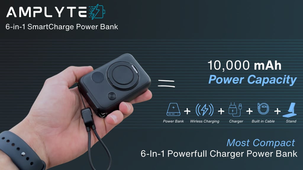 6-in-1 Power Bank Charger with AC Plug And Built-in Cables